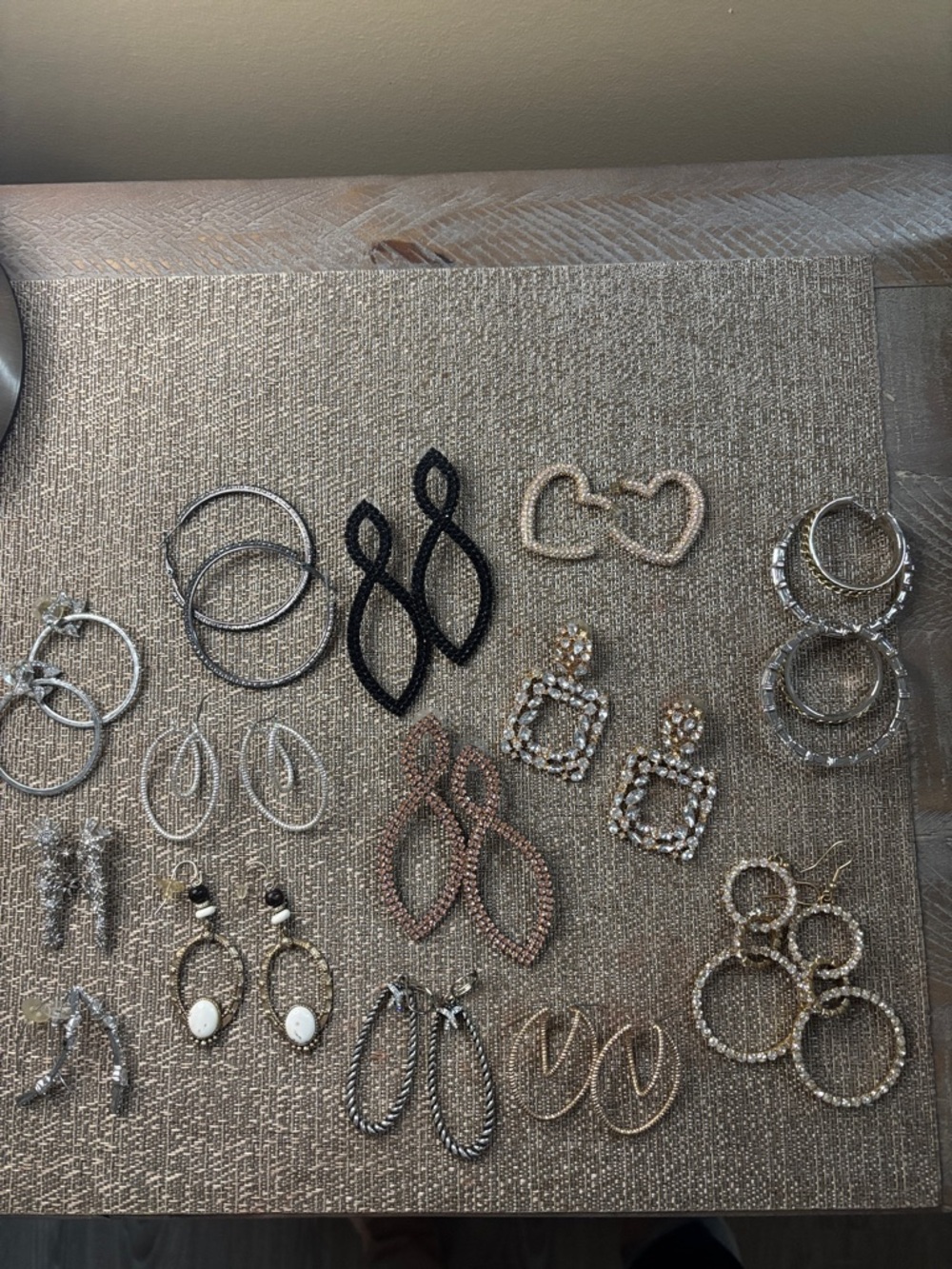 Mixed Metallic Hoop and Dangle Earring Set - Silver and Gold Tones